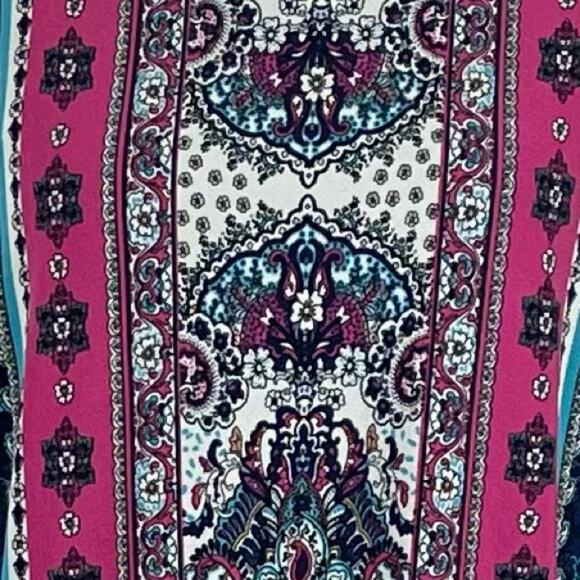 Chico’s Blue Pink Floral Print Party Date Night Dress NWOT Size 12P - Picture 5 of 16